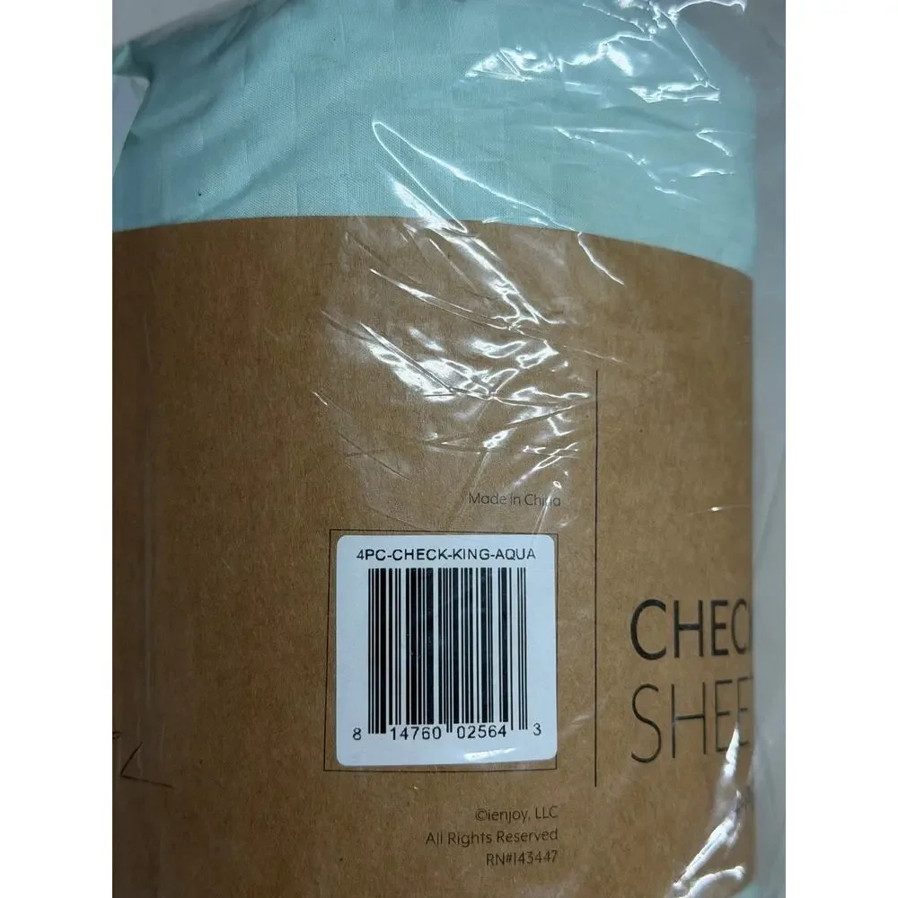 NEW! 4PC Premium Ultra Soft Checkered Sheet Set KING Blue